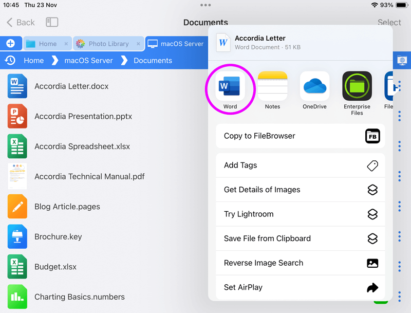 Now iOS will show you the apps that this file can be passed to.