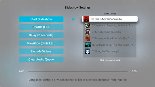 Queue music files to play on Apple TV