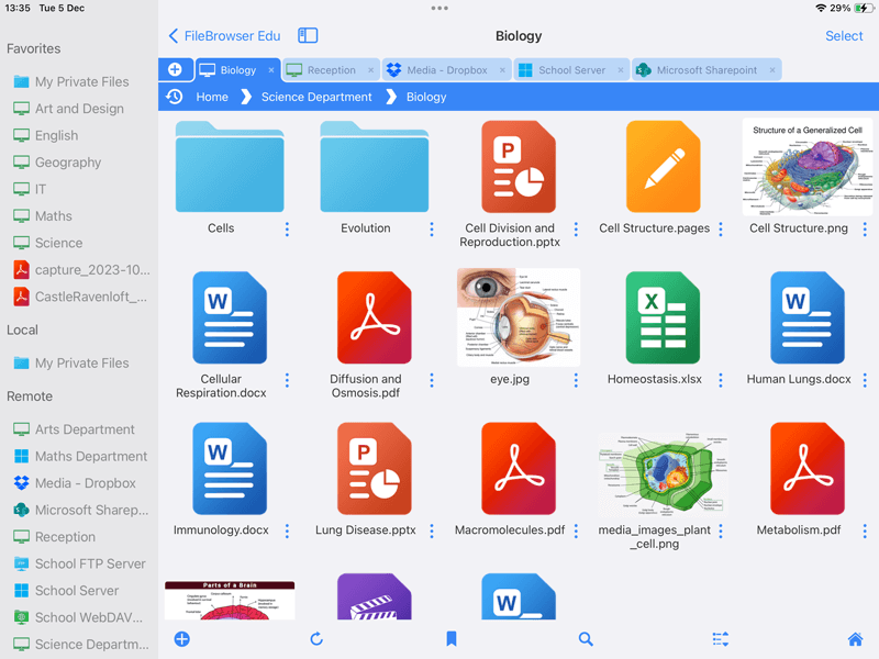 Identity-based folder paths with shared school iPads