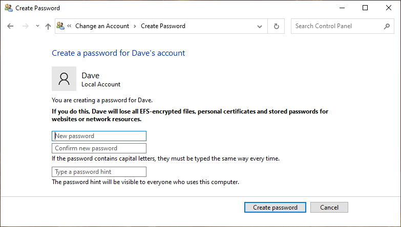 Setting a password on your Windows 11 account