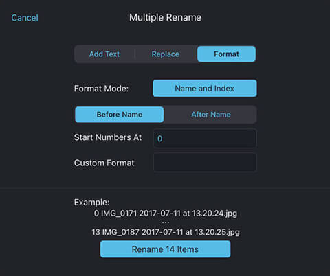 Add Index numbers to files in bulk using your iPad or iPhone