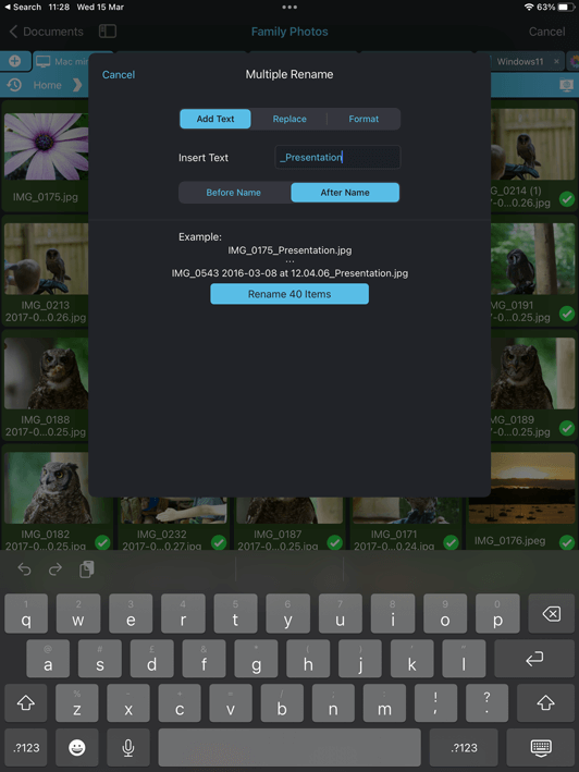 Add text to filenames in bulk using your iPad or iPhone