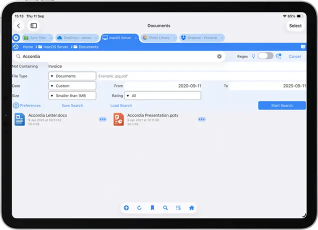 Create and save your advanced file searches on iOS