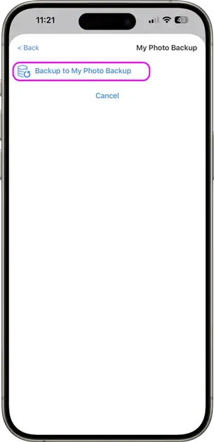 Choose your library to Backup