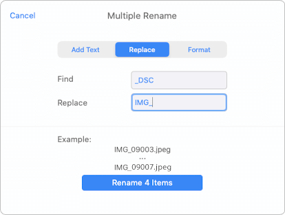 How to find and replace file names in FileBrowser Pro