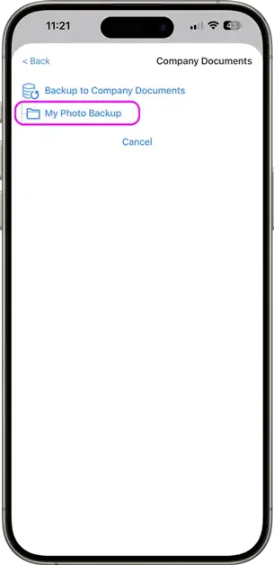 Choose your library to Backup