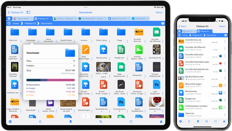 Easily connect to your Sia, Storj and filebase documents on iPhone and iPad