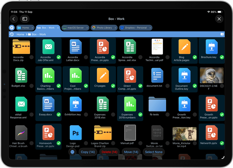 Copy documents from one Box account to another using your iPad or iPhone