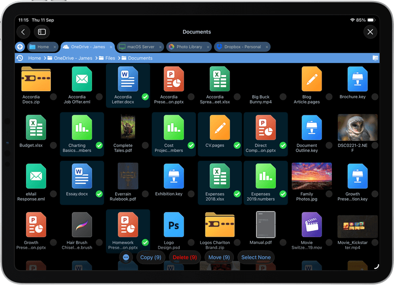 Copy files from one OneDrive account to another using your iPad or iPhone