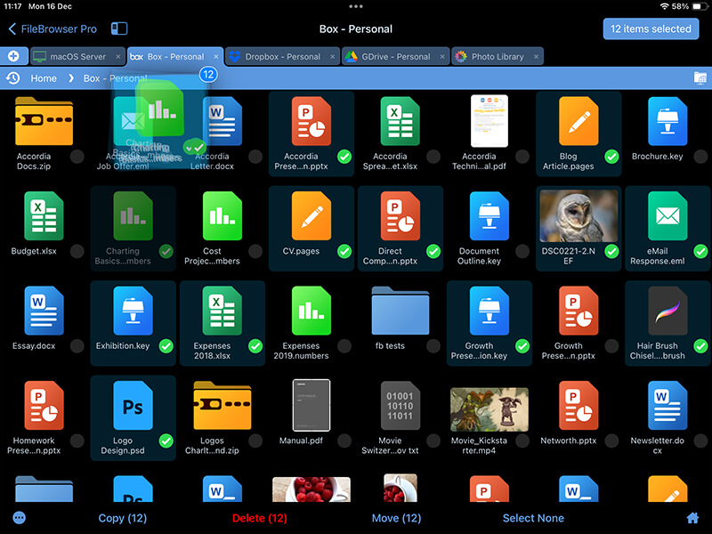 Drag and drop files between Dropbox and Google Drive or any cloud storage using your iPad