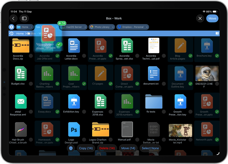Drag and Drop documents between Box accounts using your iPhone / iPad