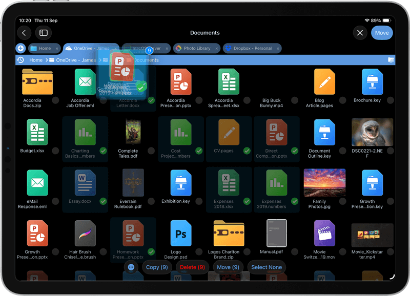 Easily transfer files between OneDrive accounts using your iPhone / iPad