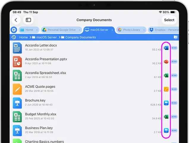 If you don't see the Word, Excel or Powerpoint App Icons appear in the file listing, you need to install the app