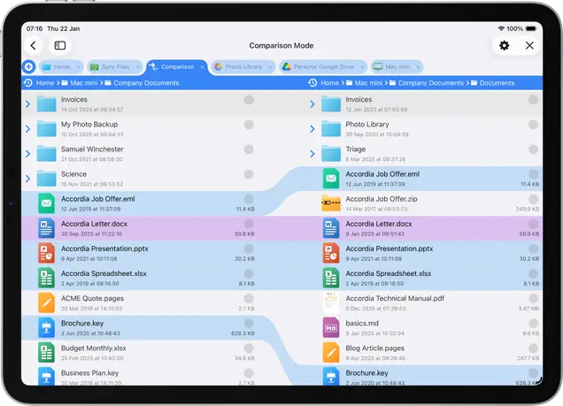 introdcuing FileBrowsers new comparison mode