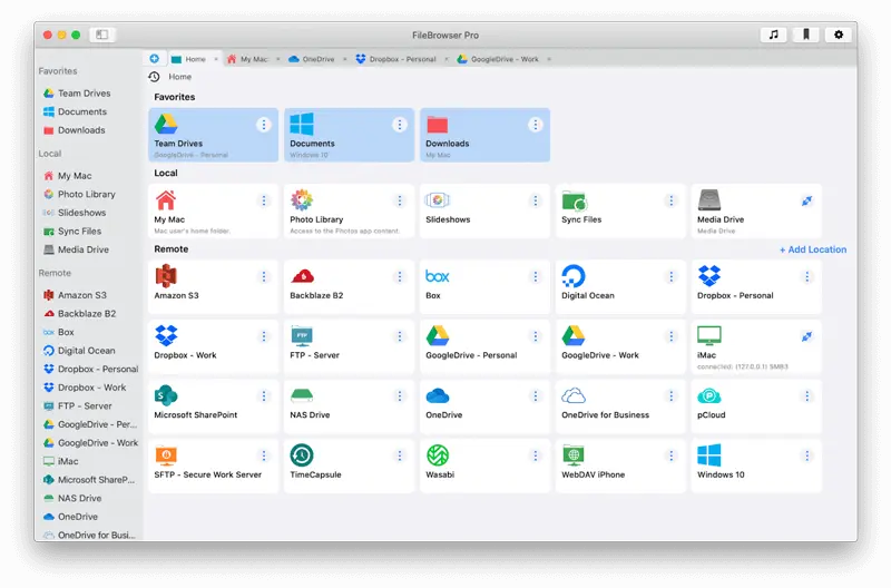 How to add a location using FileBrowser Pro for Mac