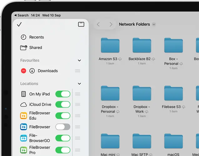 Access FTP, WebDAV and TimeCapsule from the iOS Files app