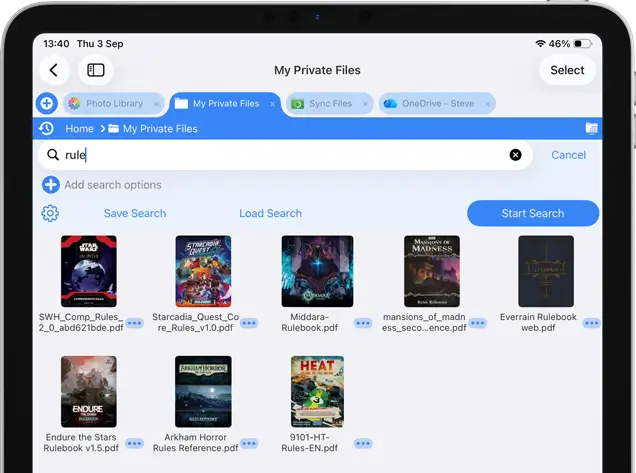 Use FileBrowser Professional's live searching