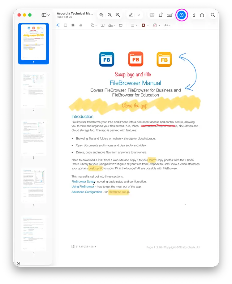 Markup your PDF documents