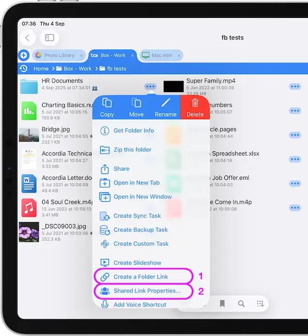 Manage Box Shared Folders with FileBrowserGO