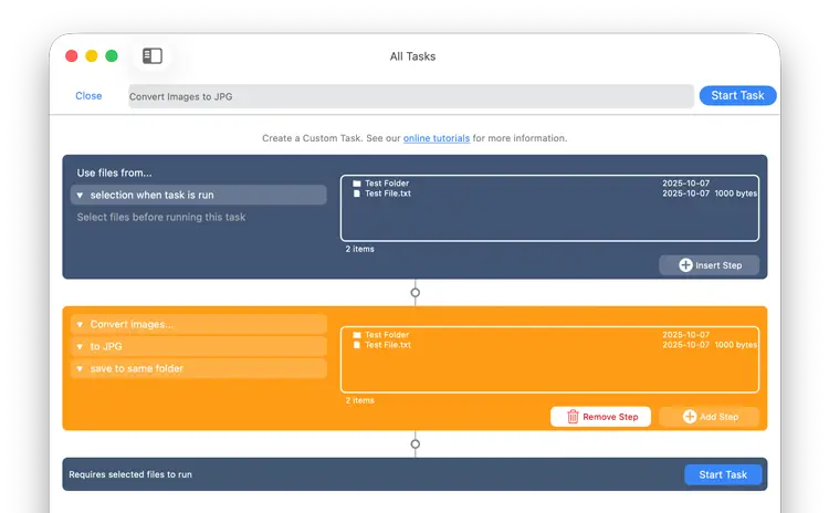 Create FileBrowser Pro for Mac Custom Tasks