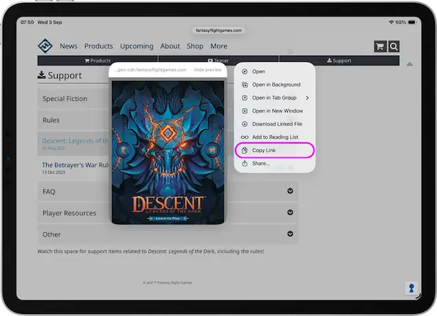 tap and hold and select copy on the menu