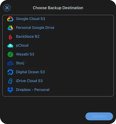 FileBrowser Professional configured for pCloud Backup on iPhone and iPad