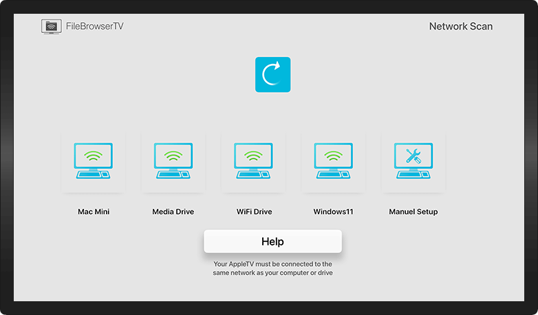 FileBrowserTV scans your network for all Computers on your Network