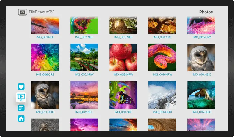 Tap the slideshow icon in FileBrowserTV