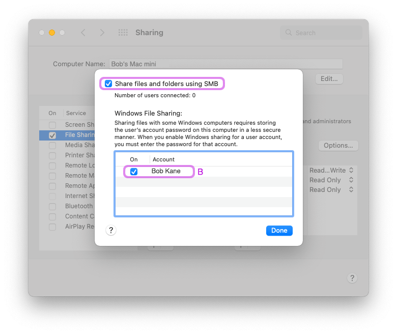 How to share a folder on macOS