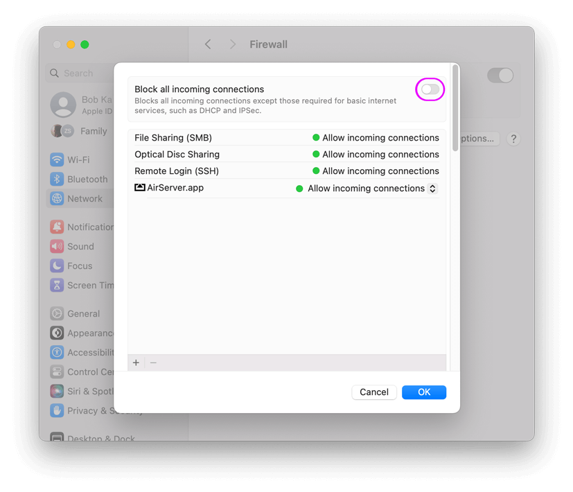 Configure your Firewall for MusicStreamer on Mac