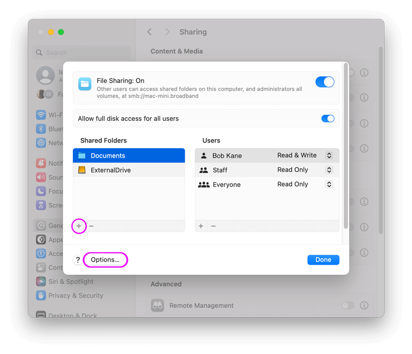 How to share a folder on macOS Ventura