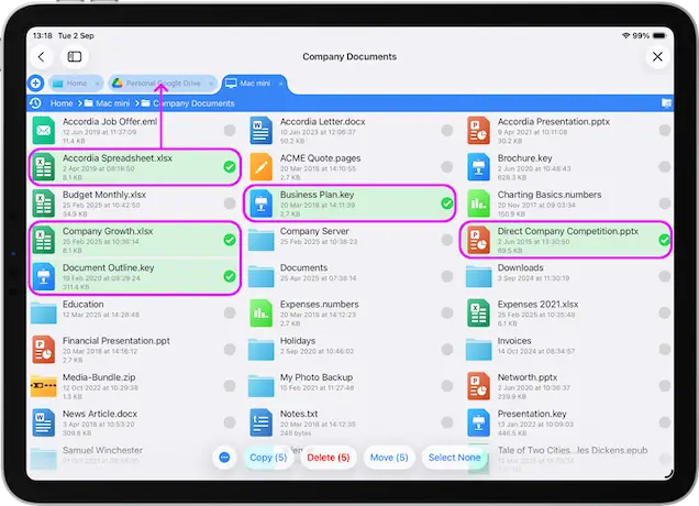 Copy Files Between Tabs