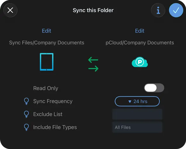 pCloud Sync app for iPad and iPhone