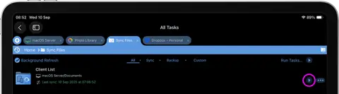 Set up sync tasks on your iPad or iPhone with pCloud Sync