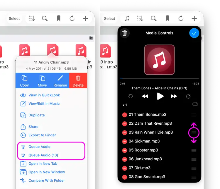 Queue music tracks