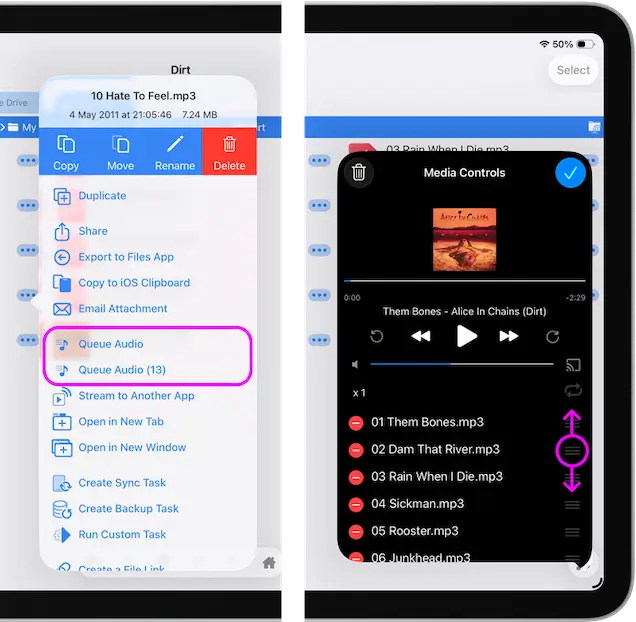 Queue music tracks