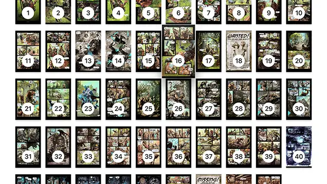 Double click your apple remote to display all your comic pages for quick navigation