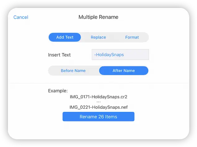iOS add text to files in bulk