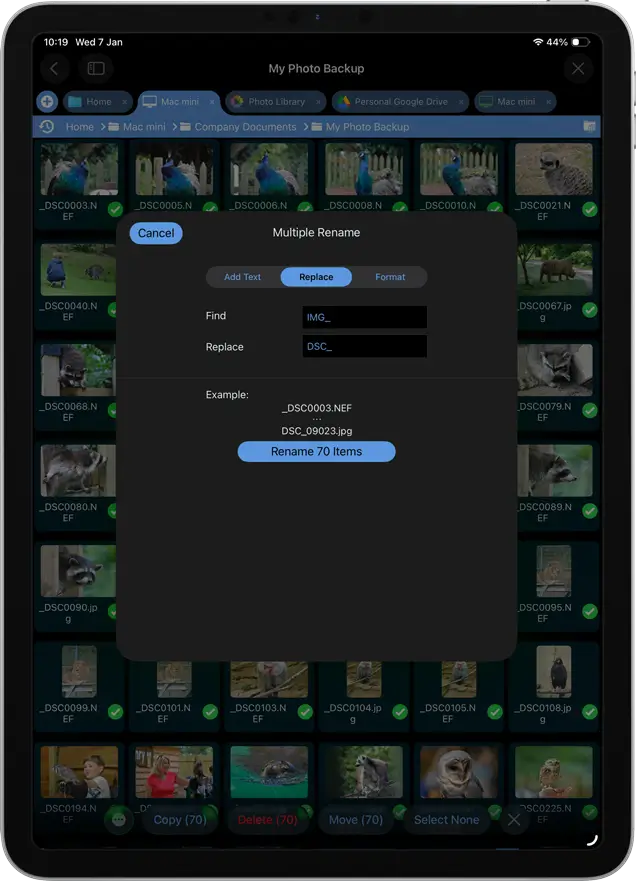 Search and Replace File Names Using iOS