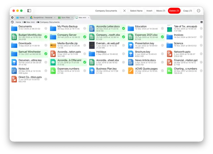 How to select multiple files and folders in FileBrowser Pro for Mac