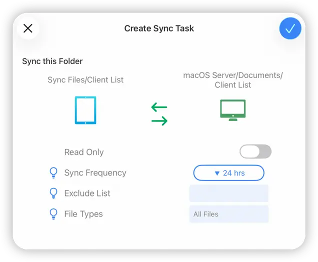 Create a Sync Task to sync documents to your iPad/iPhone