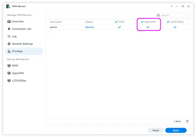 Enable OpenVPN Privileges