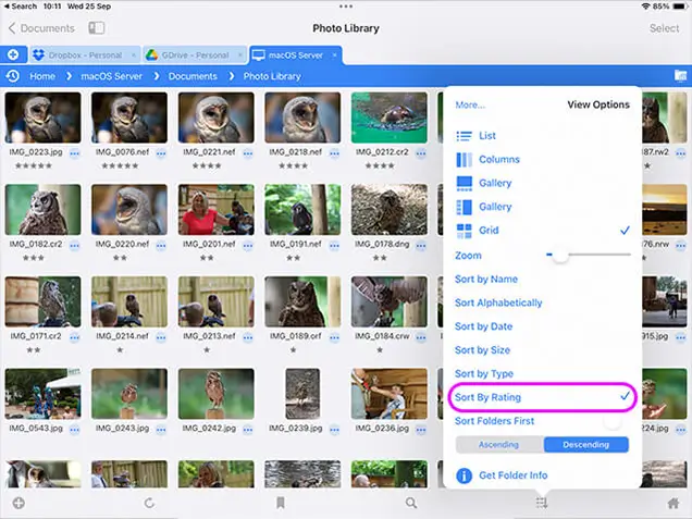 The XMP files created by FileBrowser Professional can later be used with Adobe Lightroom or other products, allowing the reviewed photos to be easily indexed