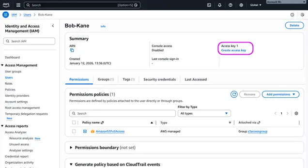 Log into your Amazon S3 account
