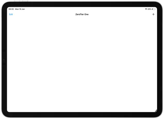 In the ZeroTier App tap the plus icon to add a network