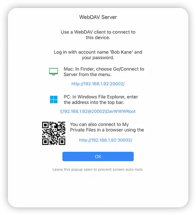 Connect to your WebDAV Server