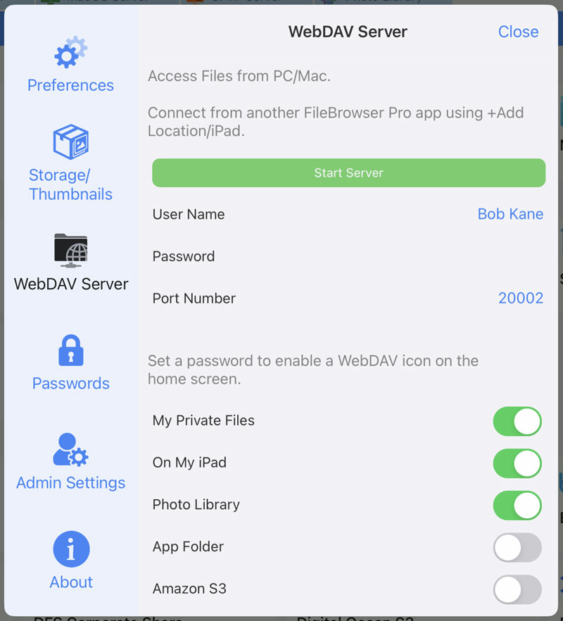 Start a WebDAV server