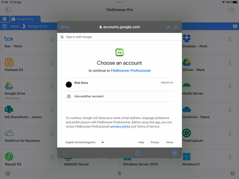 Link your cloud accounts to FileBrowser