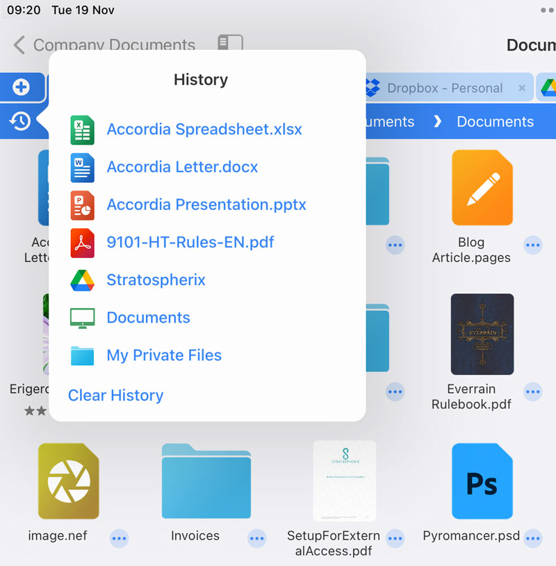 How to use FileBrowsers History