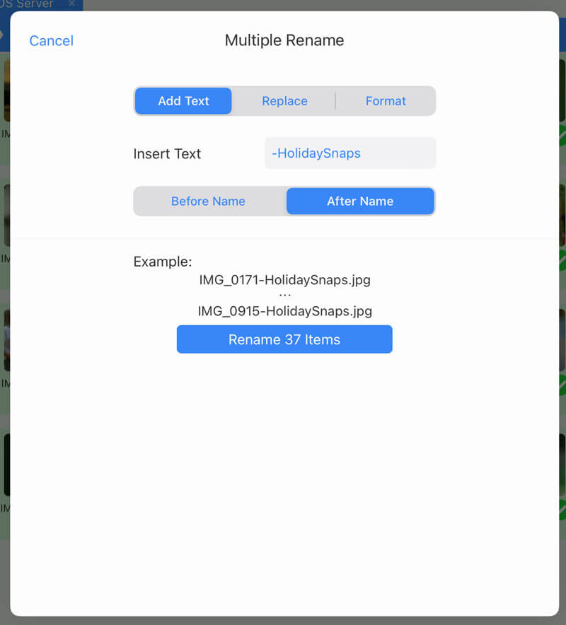 iOS add text to files in bulk